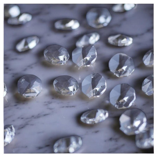 10mm Lamp Chandelier Crystal Beads Faceted Octagon, AB Coating (2 Holes, Wedding Crafts, DIY Curtain Decor)