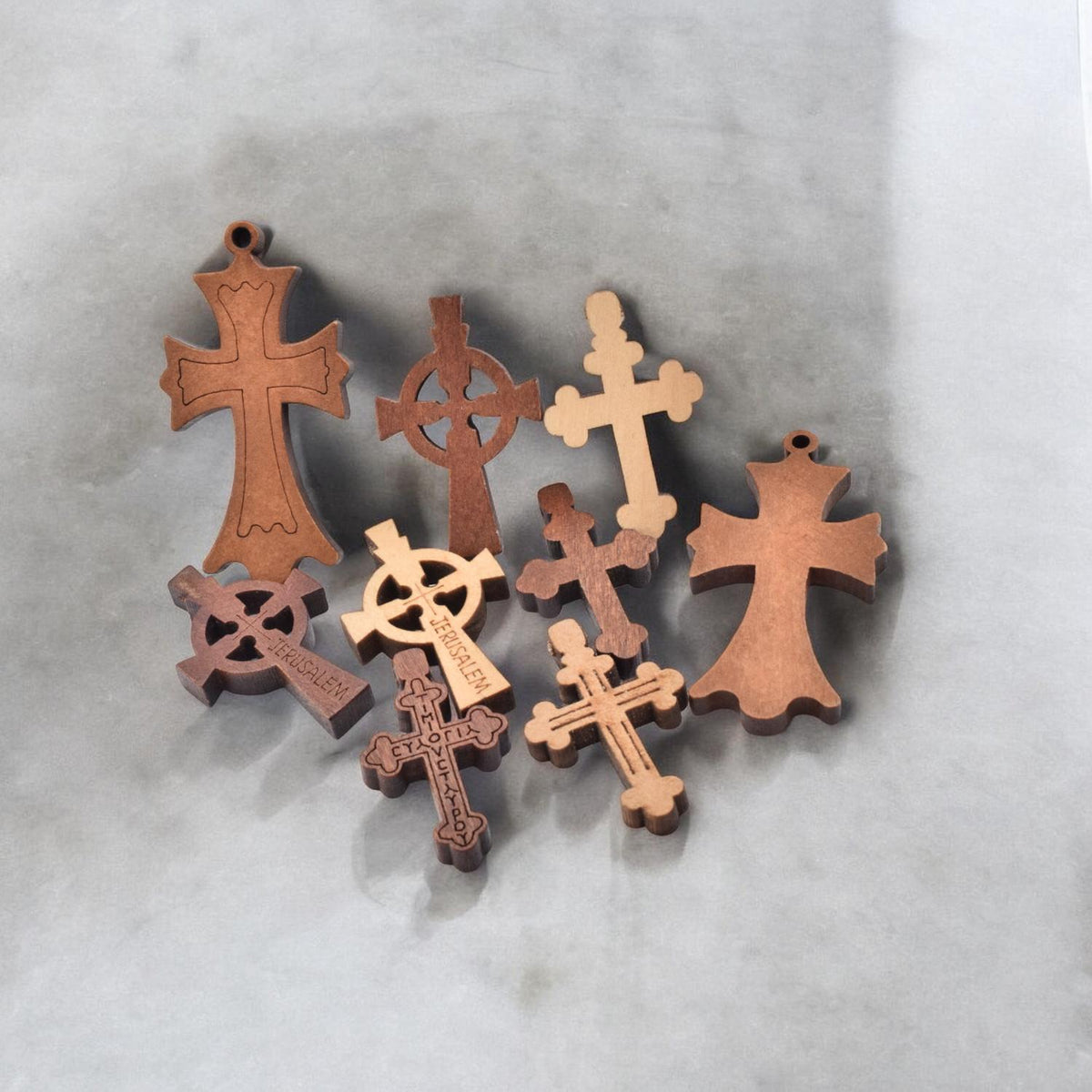 Natural Wooden Crosses for Rosary or jewelry making 12pcs/pk jewelry making supplies - detail image 2