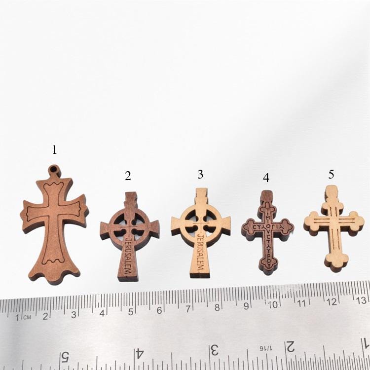 Natural Wooden Crosses for Rosary or jewelry making 12pcs/pk jewelry making supplies - detail image 4