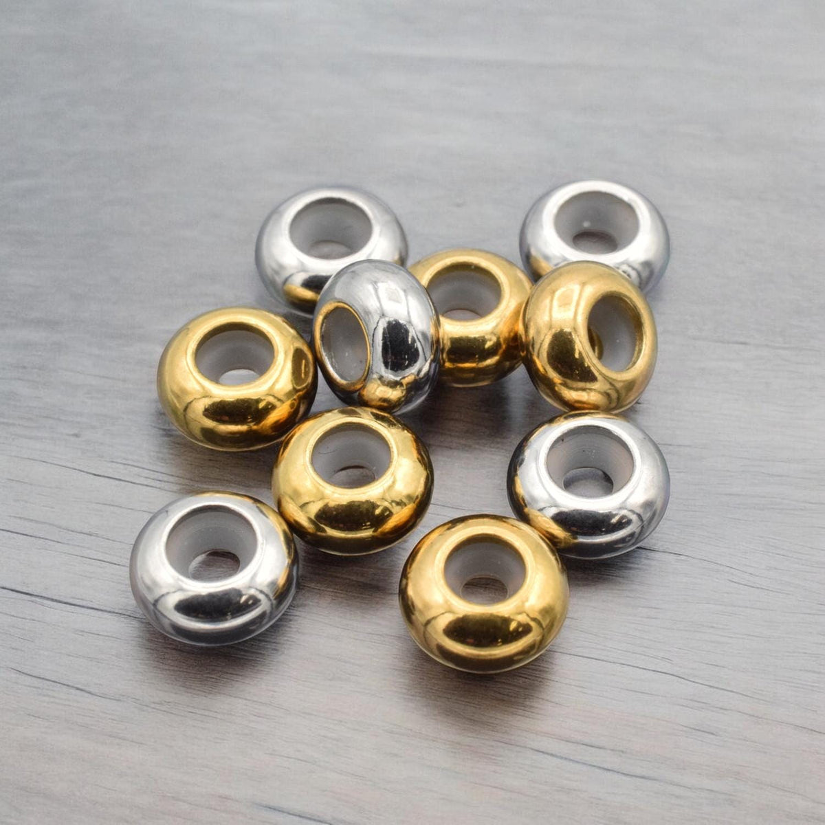 Rubber Stopper Beads Adjustable: 8mm Silver Tone - Stainless Steel, Durable Design, Custom Fit for Bracelet DIY Kits