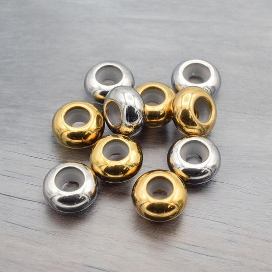Rubber Stopper Beads Adjustable: 8mm Silver Tone - Stainless Steel, Durable Design, Custom Fit for Bracelet DIY Kits