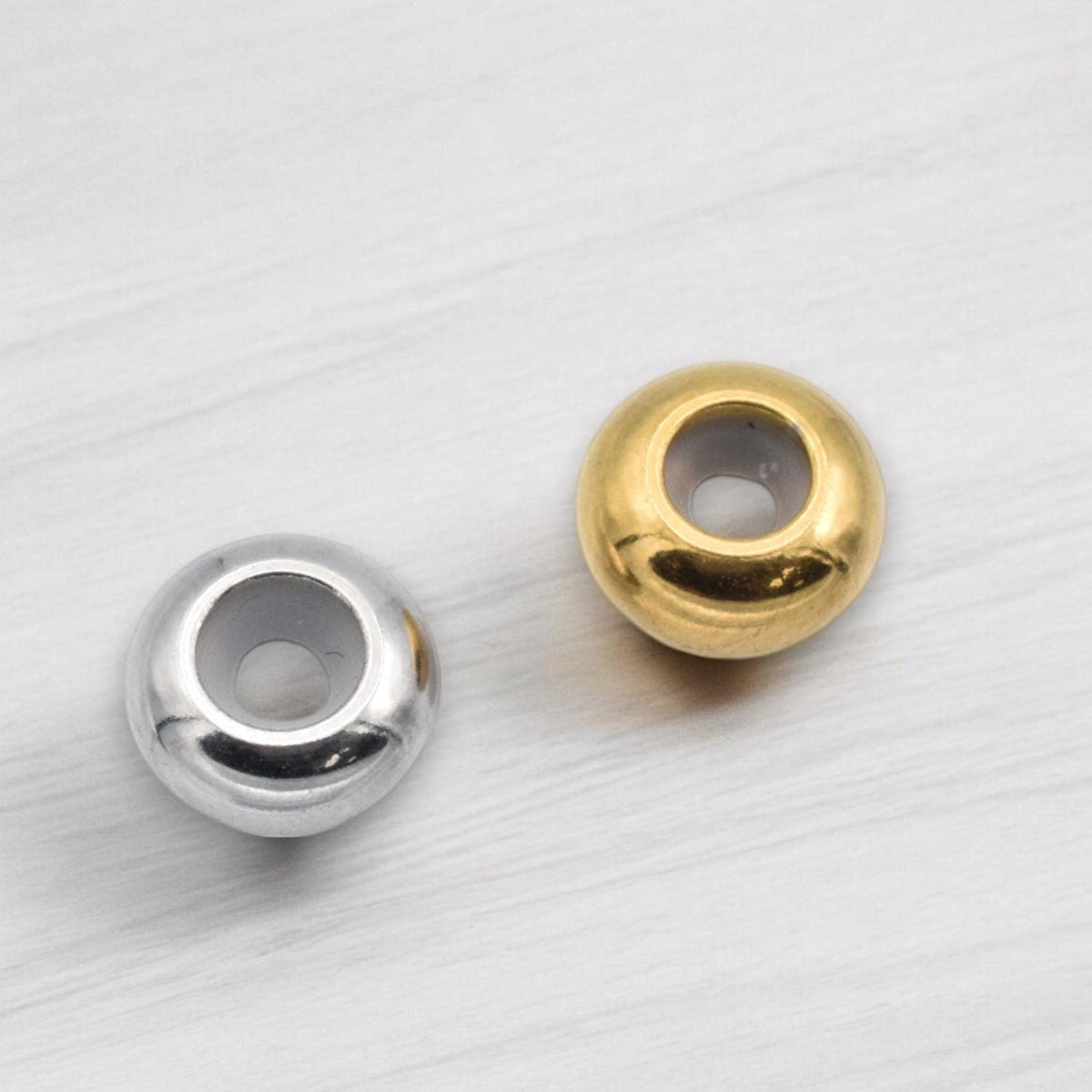Rubber Stopper Beads Adjustable: 8mm Silver Tone - Stainless Steel, Durable Design, Custom Fit for Bracelet DIY Kits