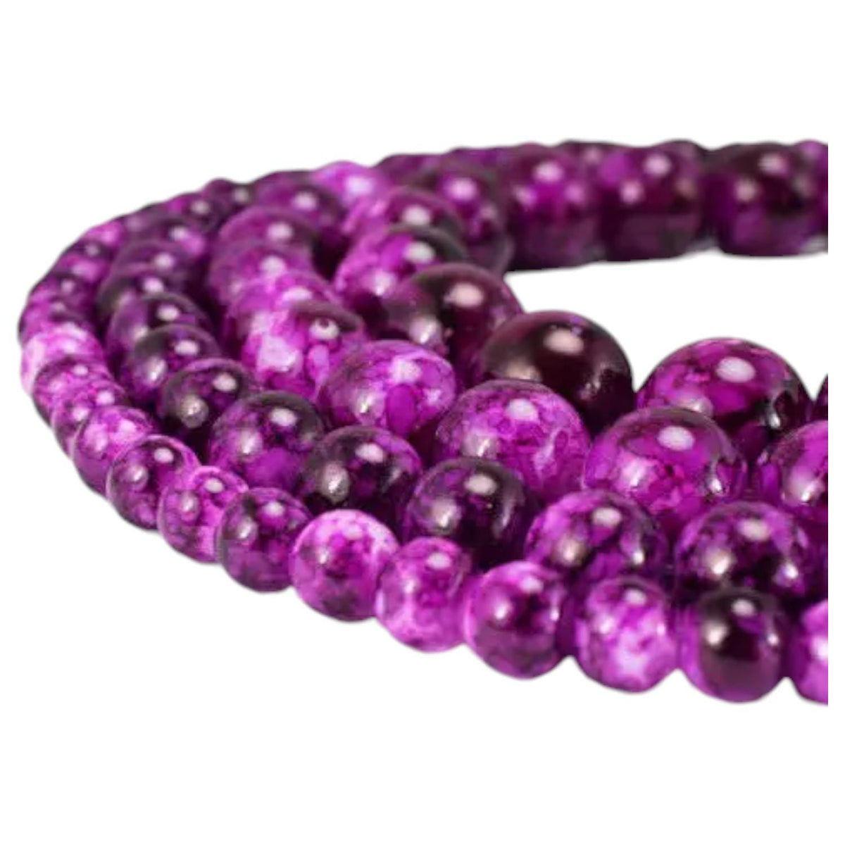 Purple Glass Beads Two Tone Dark - Round Shine Beads 6-12mm - Loose Vintage Pearls, Bohemian Jewelry Making, Crystal Glass