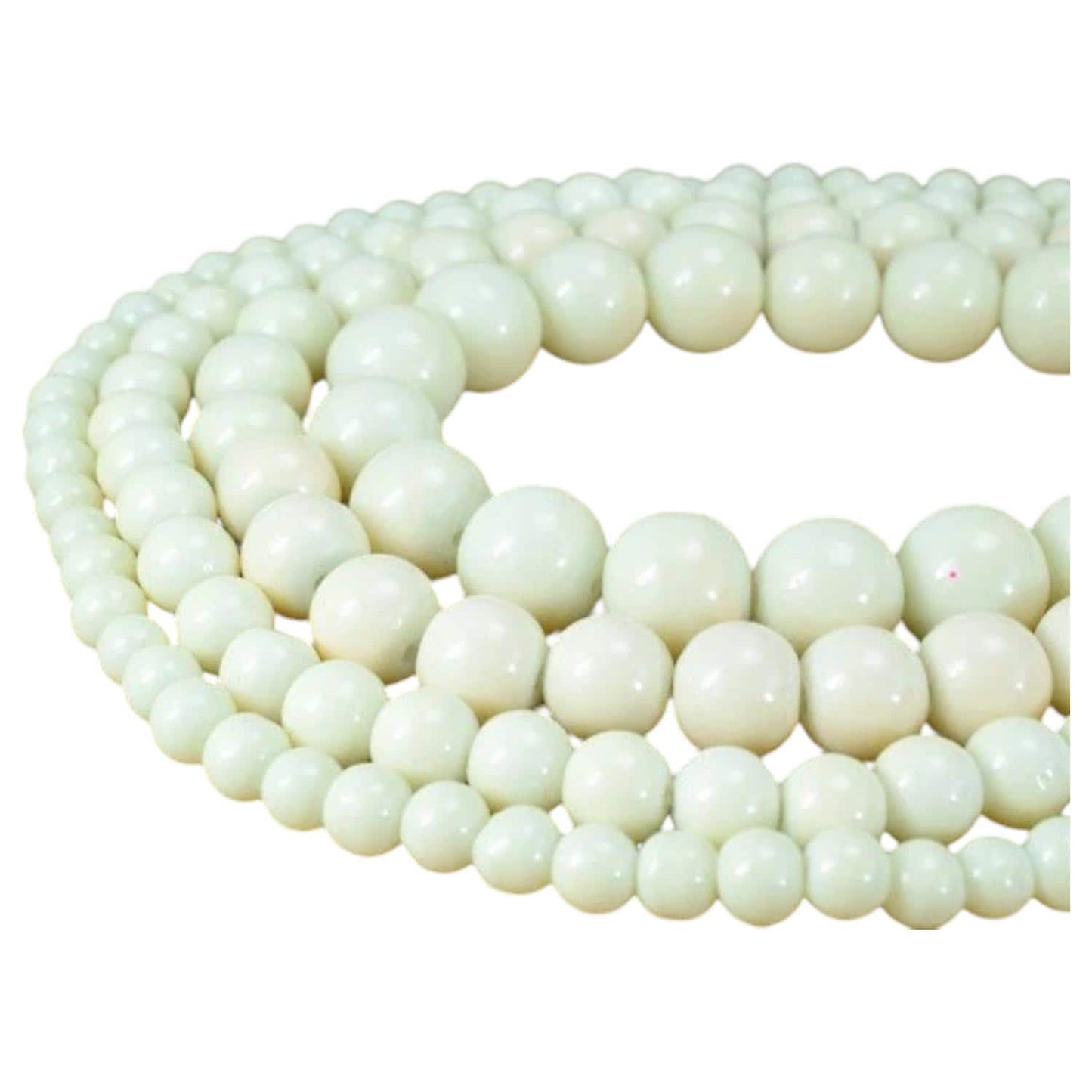 Creamy Glass Beads Round - Ivory Shine Beads Set - Assorted Sizes 6mm to 12mm, Vintage Style, Jewelry Making