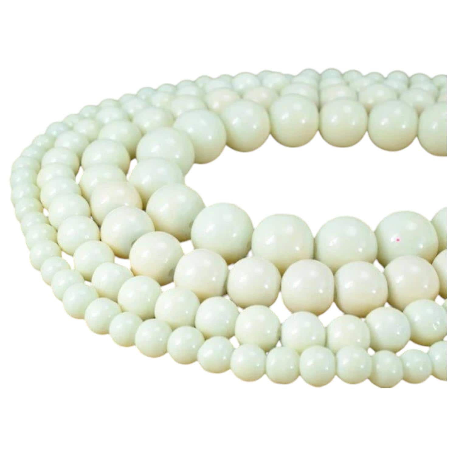 Creamy Glass Beads Round - Ivory Shine Beads Set - Assorted Sizes 6mm to 12mm, Vintage Style, Jewelry Making