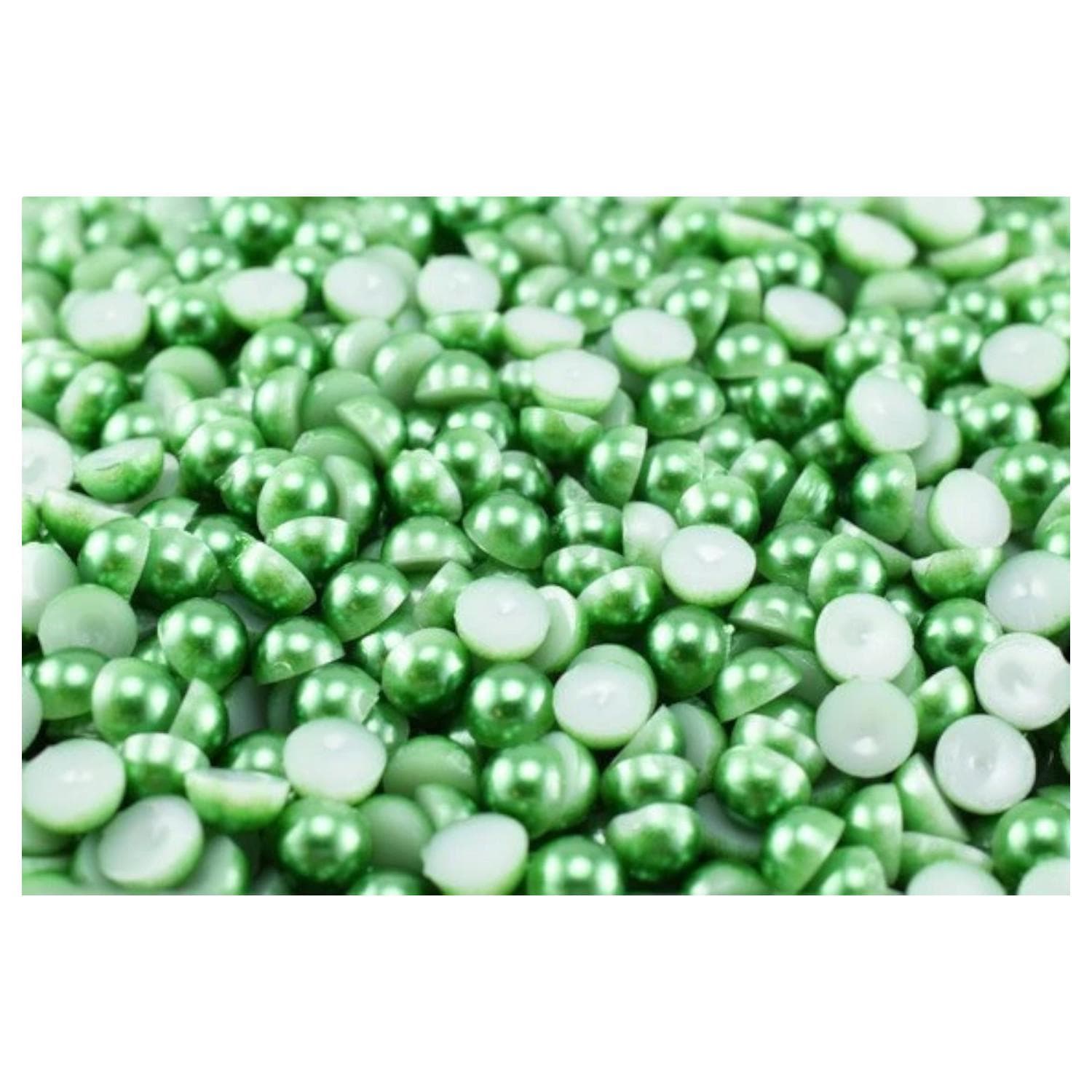 Decoden Flat Back Green Pearls: Acrylic Half Pearls, Multiple Sizes | Jewelry Making, Craft Supplies, Decoration