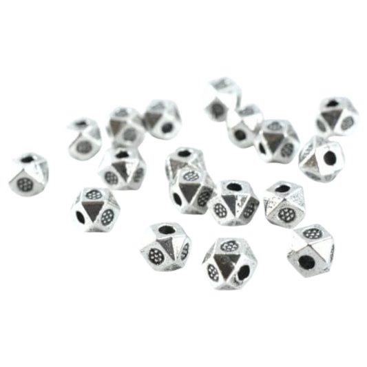 4mm Dimensional Textured Alloy Antique Silver Metal Beads, 1mm hole opening, Sold by 1 pack of 50pcs jewelry making supplies