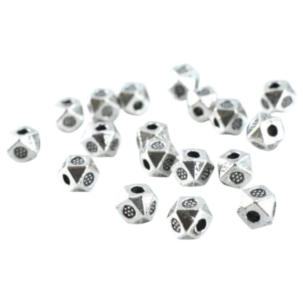 Antique Silver Metal Beads: 4mm Textured Alloy, Dimensional Finish - 1mm Hole, Pack of 50, Jewelry Making Supplies