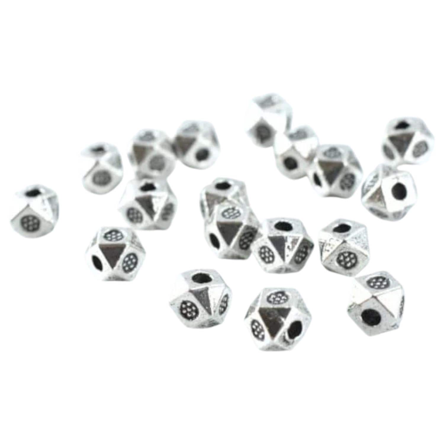Antique Silver Metal Beads: 4mm Textured Alloy, Dimensional Finish - 1mm Hole, Pack of 50, Jewelry Making Supplies