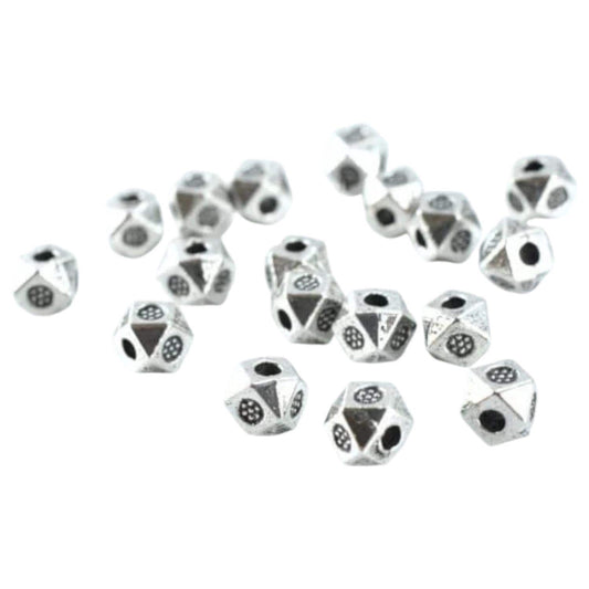 Antique Silver Metal Beads: 4mm Textured Alloy, Dimensional Finish - 1mm Hole, Pack of 50, Jewelry Making Supplies