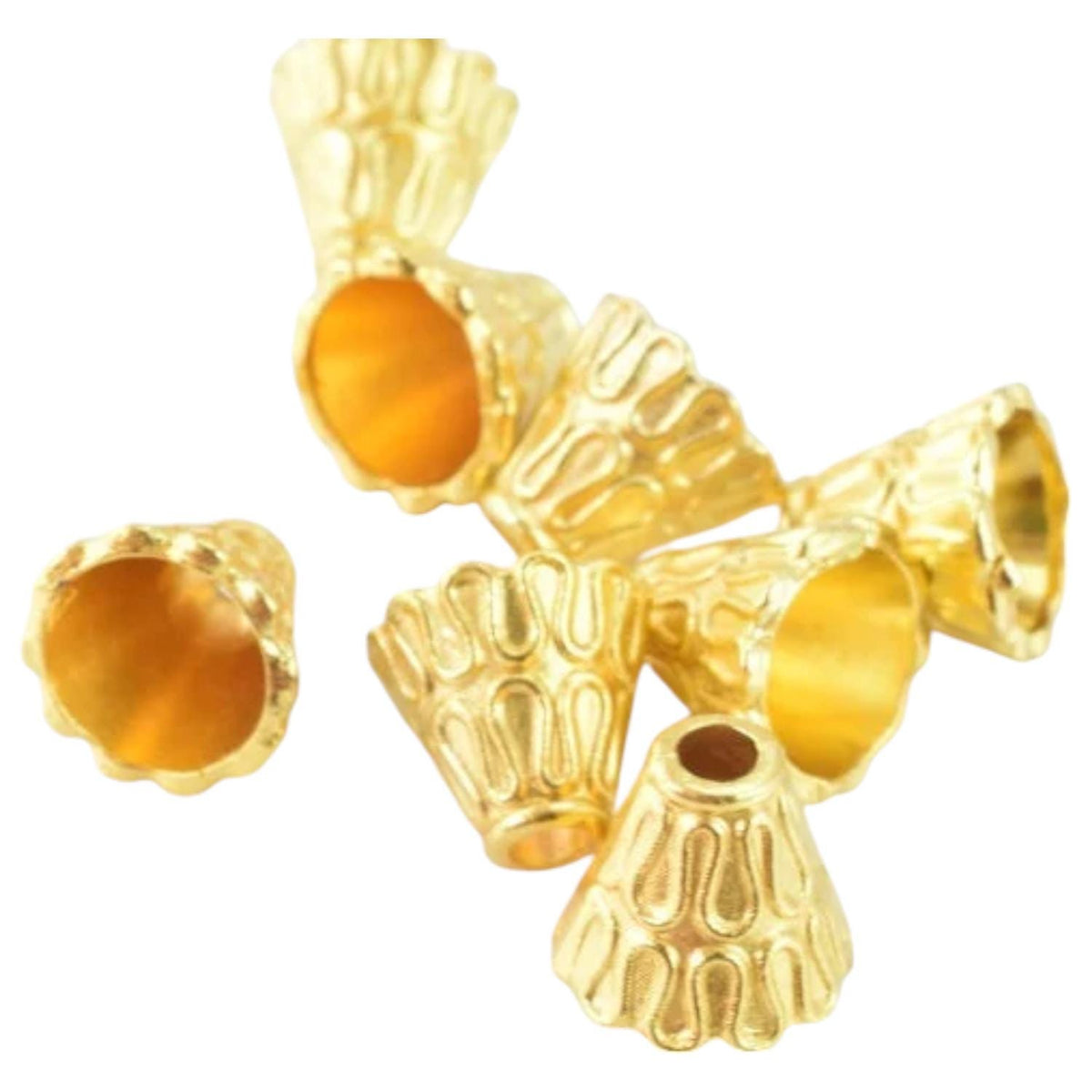 10x10mm Funnel Gold Plated Alloy Beads: Textured Metallic Finish, 20pcs Pack | 2mm Thickness, Jewelry Making Supplies