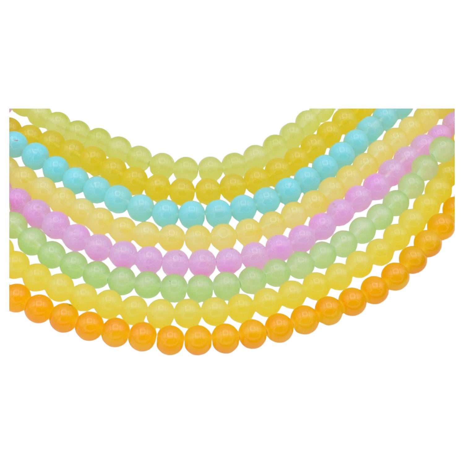 Pastel Glass Beads Strand Jewelry Making, Softly Hued Colors (8mm & 10mm Sizes, Bulk Pack, Craft Supplies)