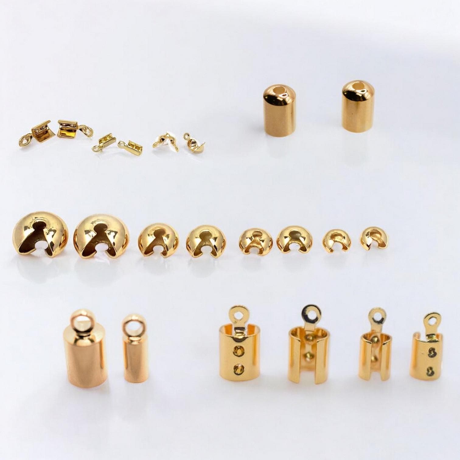 Gold Filled Alternative Cord End Caps Crimp Covers Bead Tips Jewelry Making Findings Assorted Sizes