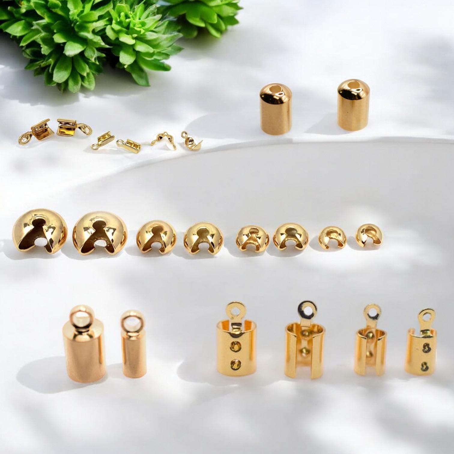 Gold Filled Alternative Cord End Caps Crimp Covers Bead Tips Jewelry Making Findings Assorted Sizes