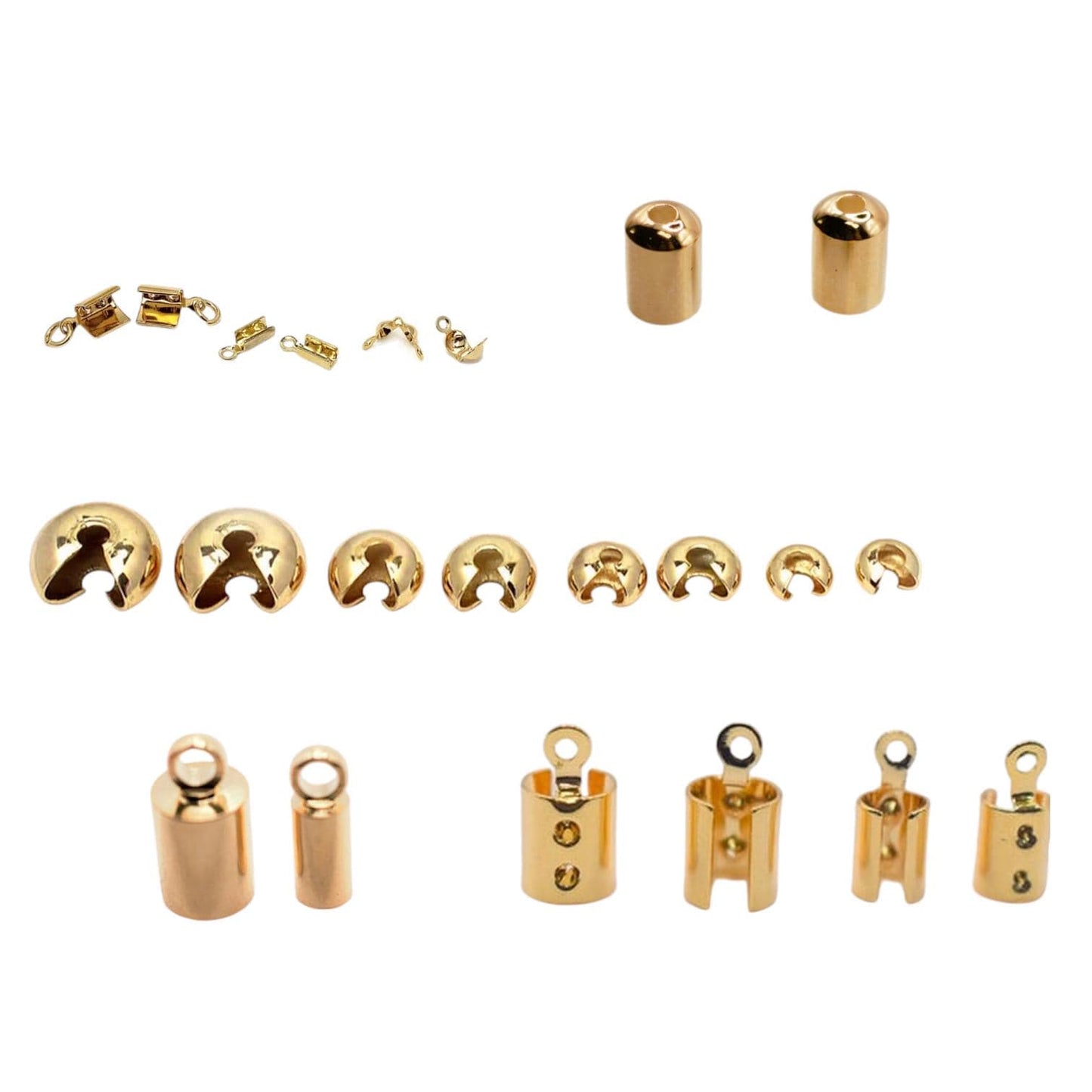 Gold Filled Alternative Cord End Caps Crimp Covers Bead Tips Jewelry Making Findings Assorted Sizes