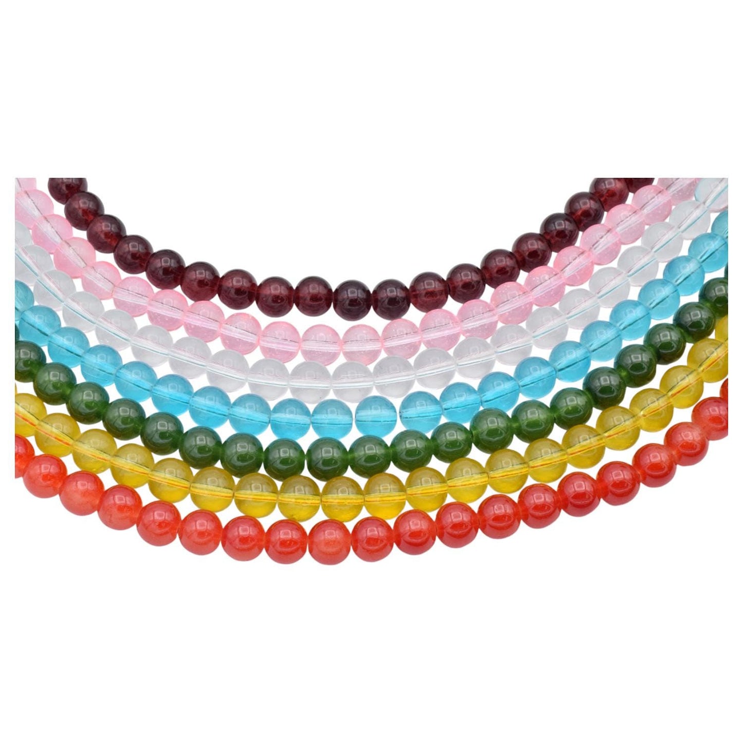 Clear Glass Jelly Beads Jewelry: Shimmering Translucent Strands - 8mm & 10mm Sizes, DIY Crafting Essentials