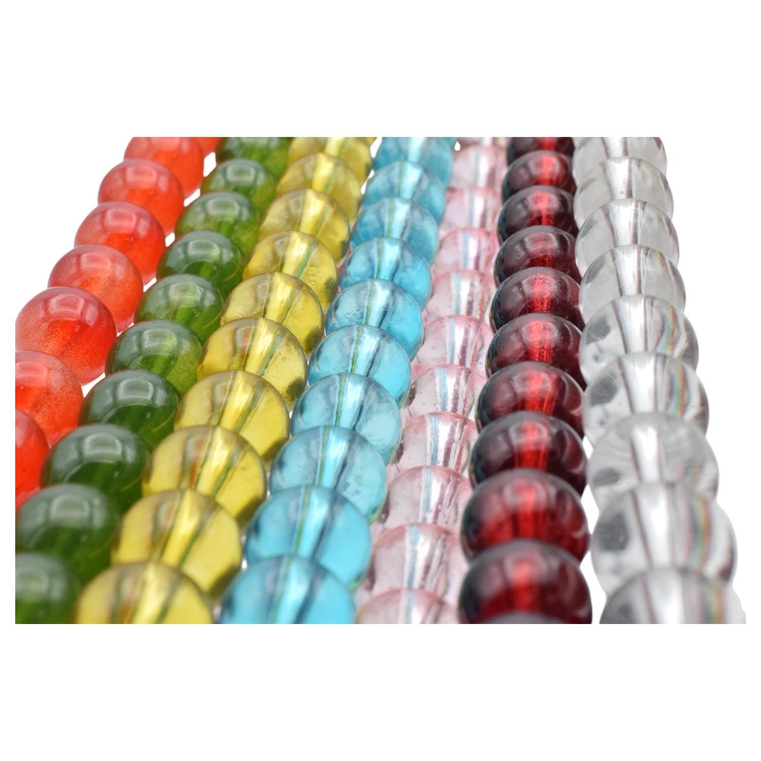 Clear Glass Jelly Beads Jewelry: Shimmering Translucent Strands - 8mm & 10mm Sizes, DIY Crafting Essentials