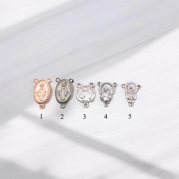 Floral Rosary Center Connectors: Rose Gold & Silver Designs - Alloy, Catholic Jewelry Kit, DIY Rosary Supplies