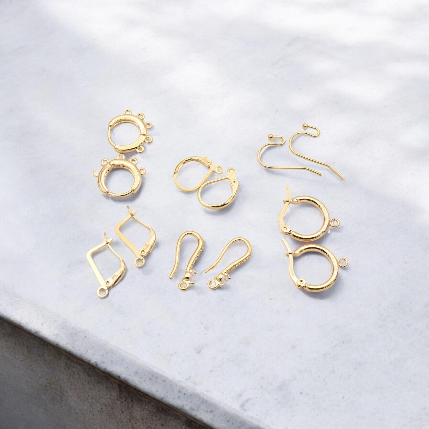 Findings 18k Earring Gold Filled Alternative Hooks, Lever Back & Hoops (13-22mm Sizes, Durable , Jewelry Repair Supplies)