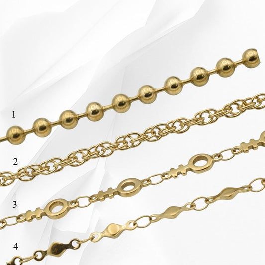 Gold Stainless Steel Ball Chain Twisted, Circle Link Jewelry Chain (4mm Width, Durable Gold Finish, Sold by Yard or Roll)