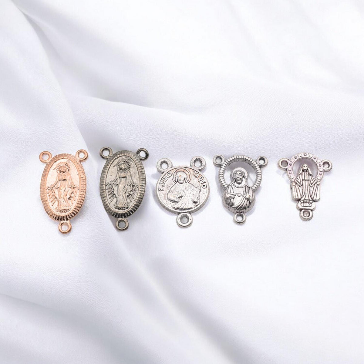 Rosary Center Rose Gold, Gun Metal, Silver for Rosary making and Jewelry making 12pcs/pk jewelry making supplies - detail...