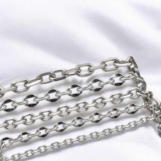 Stainless Steel Curb Link Chain: Bold Statement Jewelry - Tarnish Resistant, Durable Material for Bracelets and Necklaces