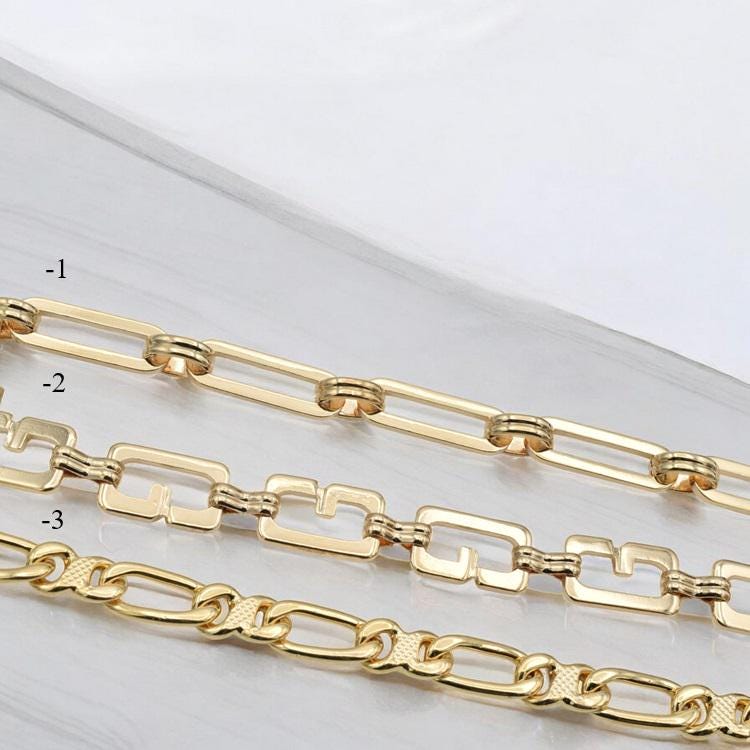 Alternative Chain Paper Clip - Chunky 18k Gold Filled Alternative Jewelry Supply - Layered Design, Durable Craft Chain, Sold by Foot
