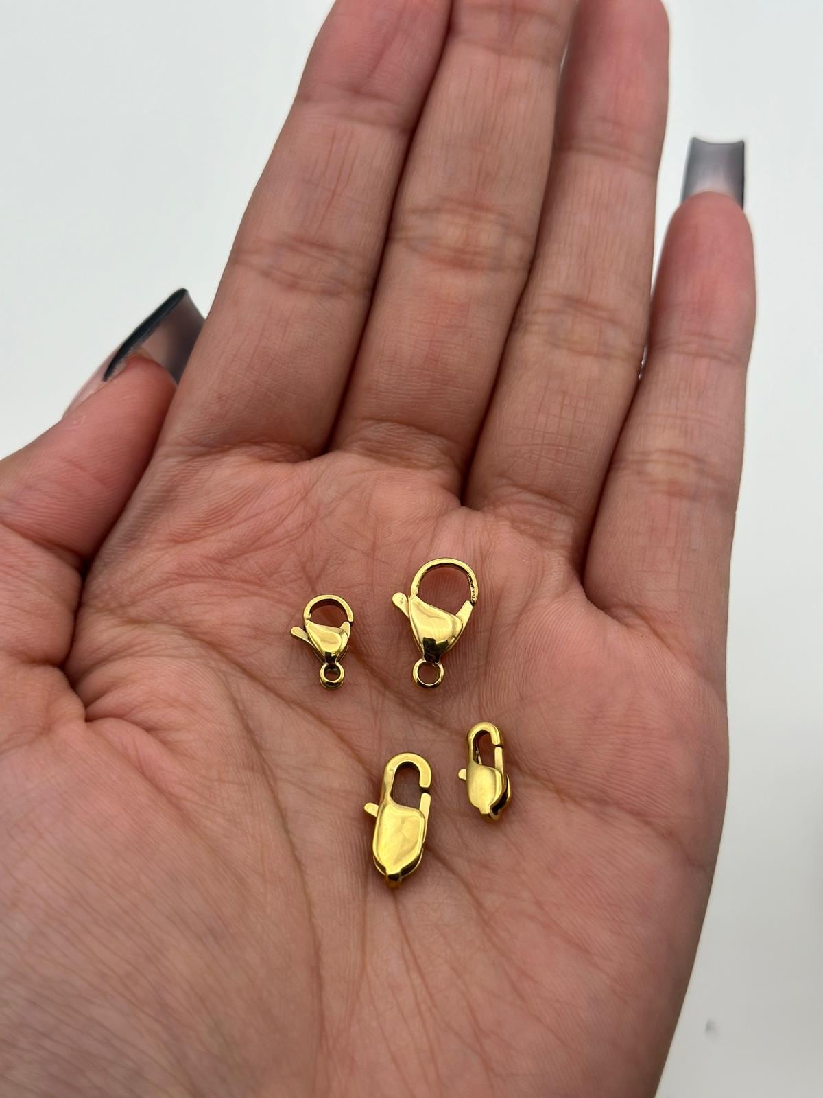 Steel Lobster Clasp Findings: Gold Plated Jewelry Components, Oval & Rectangle Shapes (Multiple Sizes, Stainless Steel)