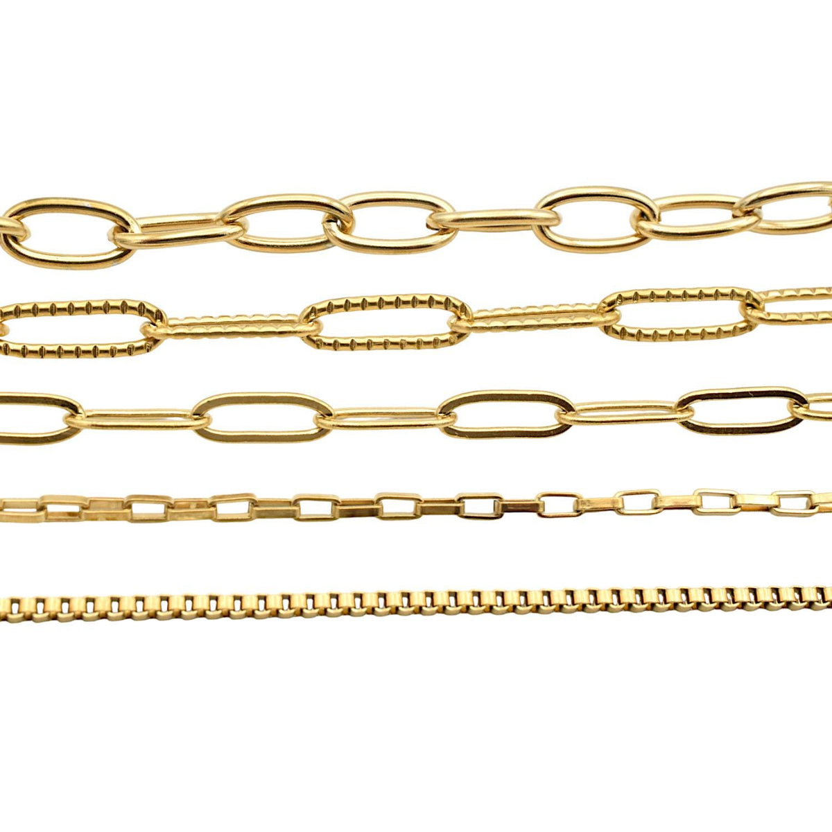 Paper Clip Box Chain Gold Plated, Jewelry Making Essential, Elegant Finish (Multiple Sizes, Durable Stainless Steel)