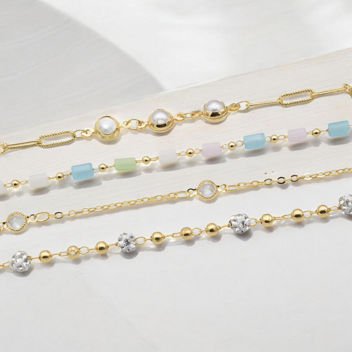 Gold Filled Alternative 18k Chain Jewelry - Pearl And Pave Zirconia Links - Dainty Gold Chain, Natural S Beads, Crafting Supply