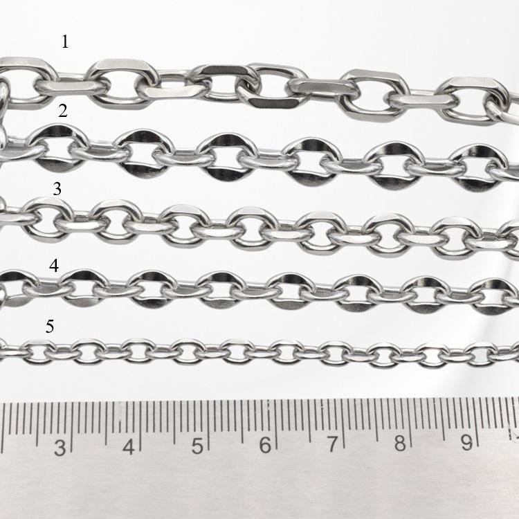 Stainless Steel Curb Link Chain: Bold Statement Jewelry - Tarnish Resistant, Durable Material for Bracelets and Necklaces