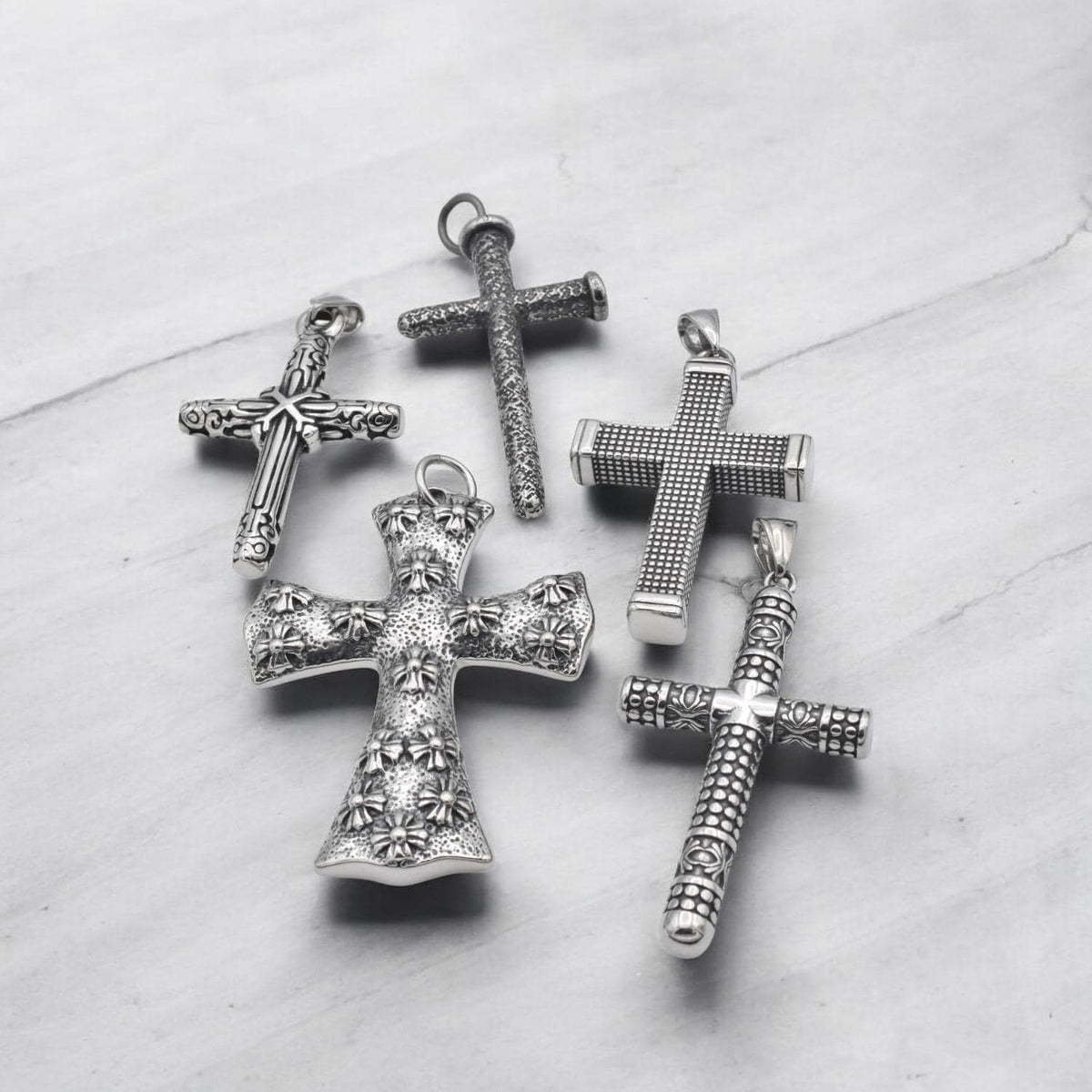 Gothic Cross Pendant: Sleek Modern Stainless Steel - Durable Jewelry Component, Lightweight, Corrosion Resistant