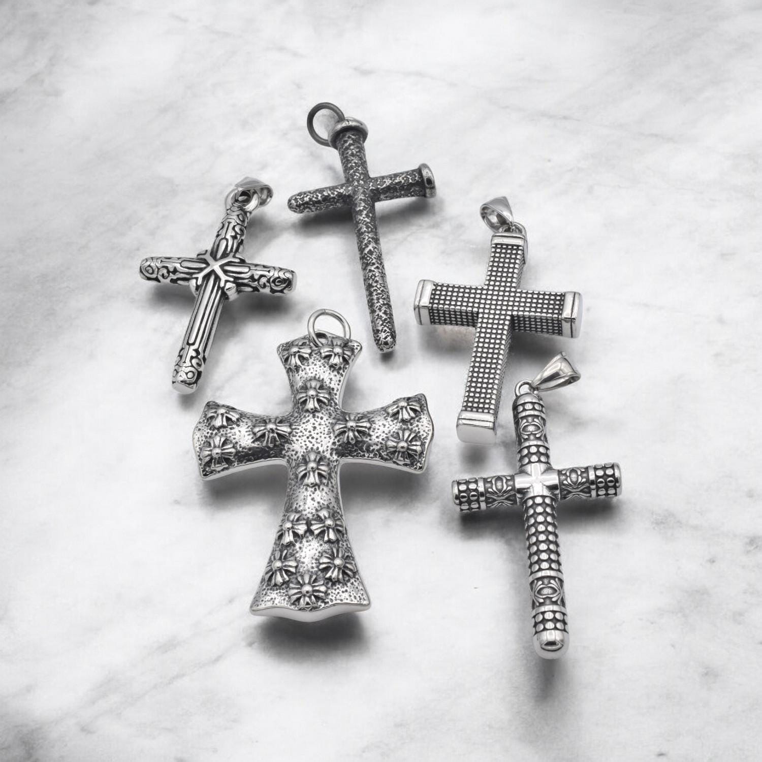 Gothic Cross Pendant: Sleek Modern Stainless Steel - Durable Jewelry Component, Lightweight, Corrosion Resistant