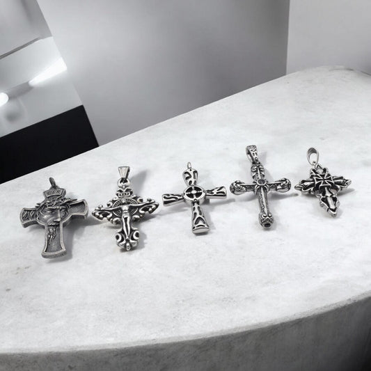 Stainless Steel Cross Crucifix Jesus Pendant for jewelry making Baroque cross Gothic Cross jewelry making supplies - detai...