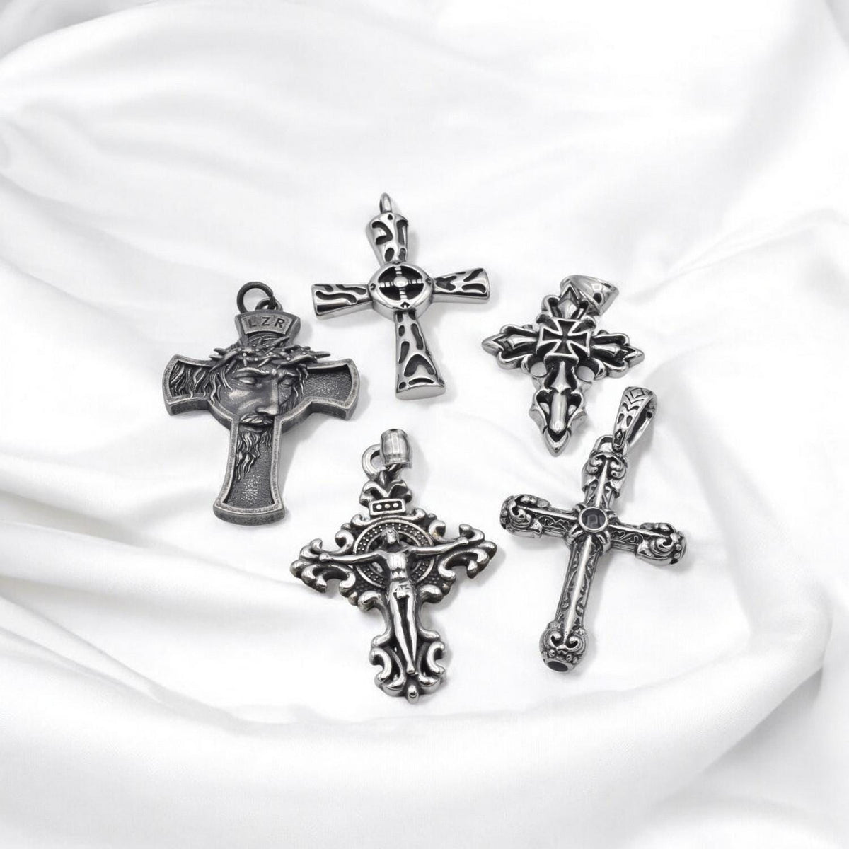 Stainless Steel Cross Crucifix Jesus Pendant for jewelry making Baroque cross Gothic Cross jewelry making supplies