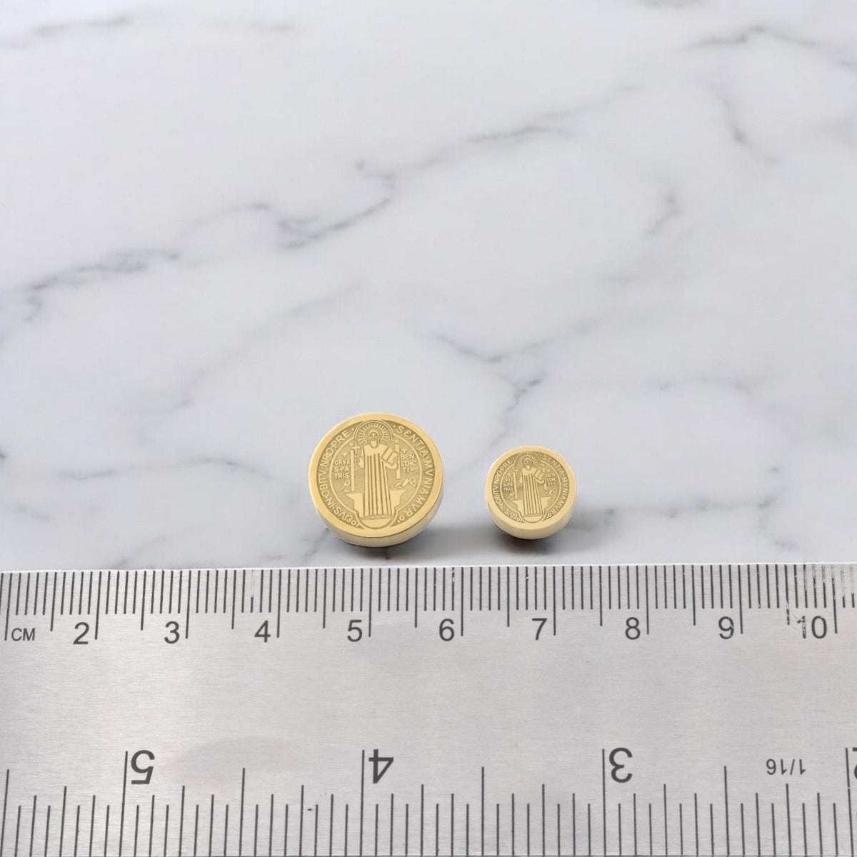 Saint Benedict Gold Slider Beads, Faith Symbol Charms (10mm & 15mm, Gold Stainless Steel, Durable for Bracelets)