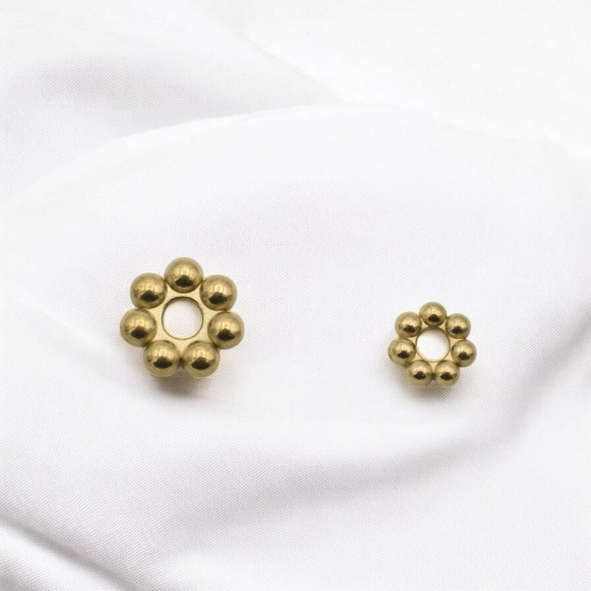 Gold Daisy Roundel Spacer Beads Stainless Steel for jewelry making 4mm and 6mm jewelry making supplies - detail image 2