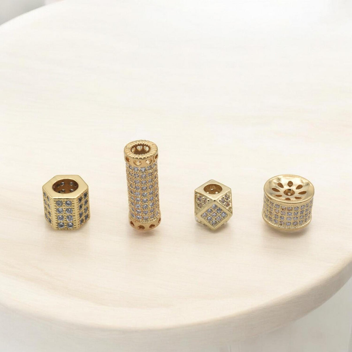 CZ Zirconia Spacer Beads Gold Filled Alternative Jewelry Findings with Sparkling (Multiple Sizes, DIY Crafts, Premium Quality)
