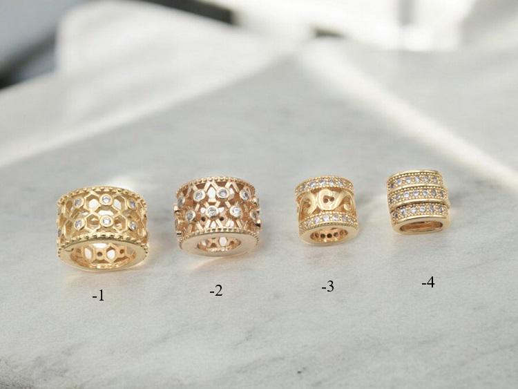 Gold Filled Alternative Beads - Micro Pave CZ Roundel Spacer Beads - Sparkling Cubic Zirconia, Gold Tone, For Bracelets and Necklaces