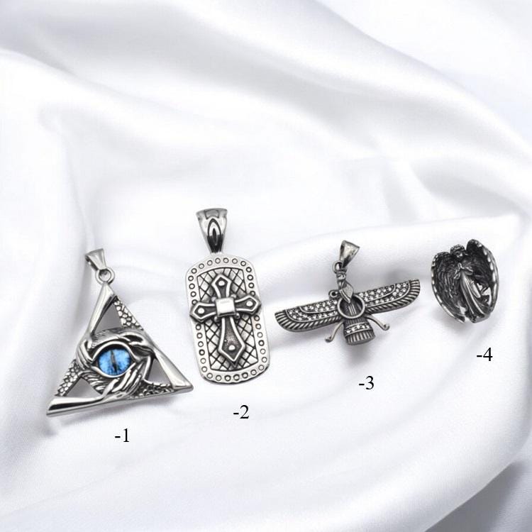 Stainless Steel Pendants and Charms for jewelry making Eye of Providence, Cross, Angel, Ahura Mazda
