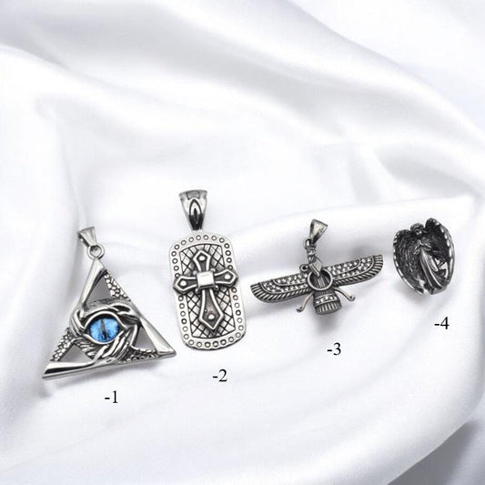 Stainless Steel Pendants and Charms for jewelry making Eye of Providence, Cross, Angel, Ahura Mazda