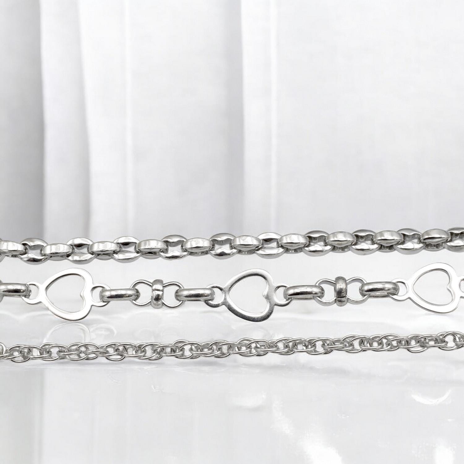 Heart Link Rolo Chain Jewelry Supply: Stainless Steel Romantic Connector Links, Bright Finish (1-6mm Sizes, Charm Necklace & Bracelet Craft)