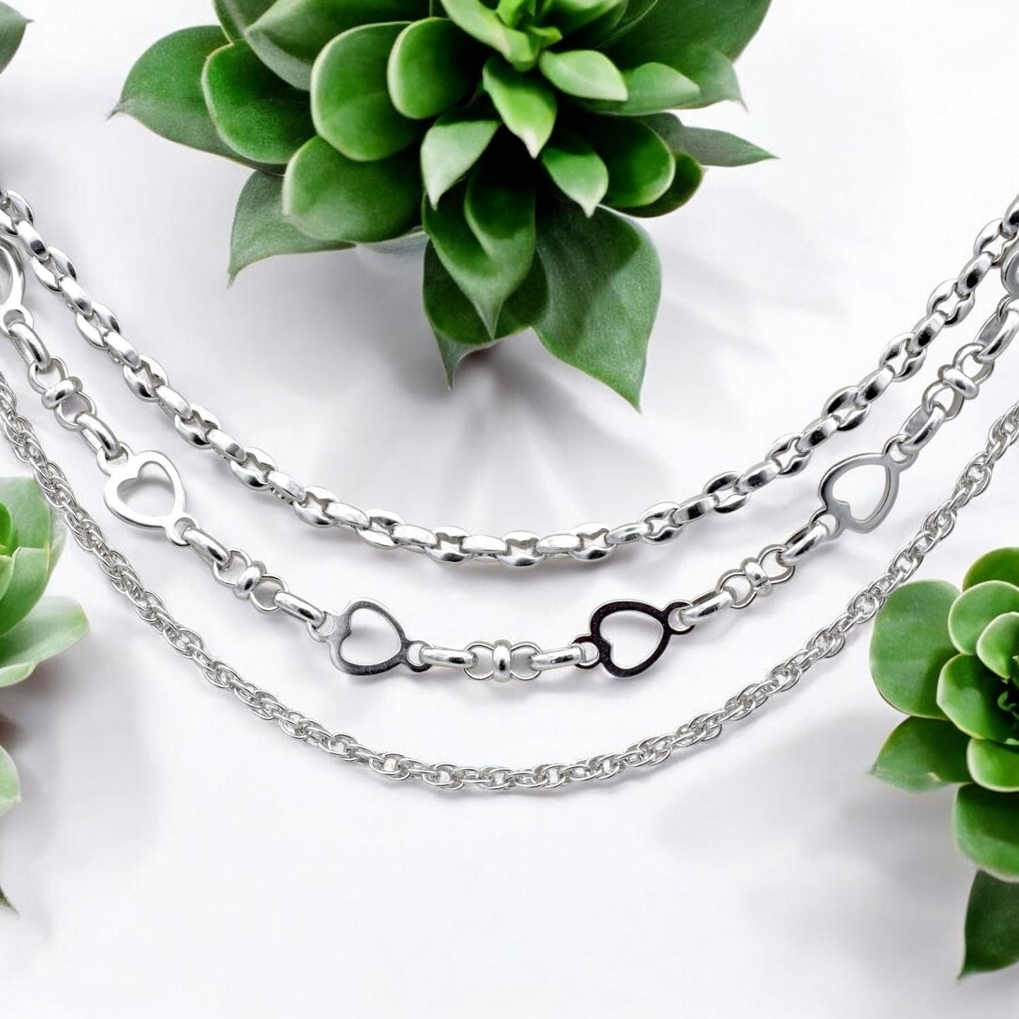 Heart Link Rolo Chain Jewelry Supply: Stainless Steel Romantic Connector Links, Bright Finish (1-6mm Sizes, Charm Necklace & Bracelet Craft)