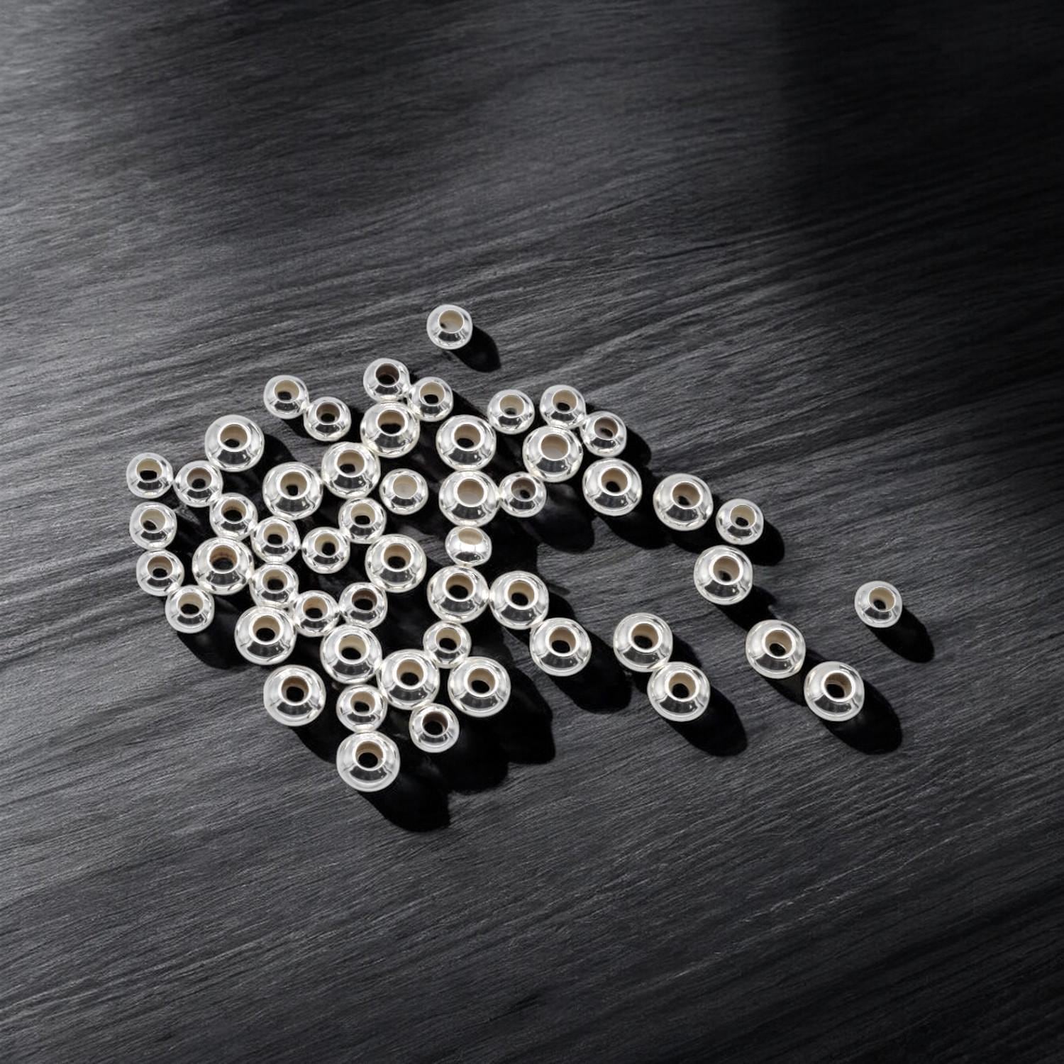 Sterling Silver 925 Spacer Beads Large Hole Rondelle - Donut Shape, Smooth Polished Metal, Jewelry Making, DIY Craft Supplies