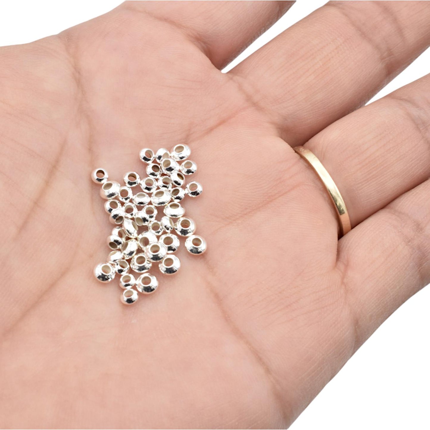 Sterling Silver 925 Spacer Beads Large Hole Rondelle - Donut Shape, Smooth Polished Metal, Jewelry Making, DIY Craft Supplies