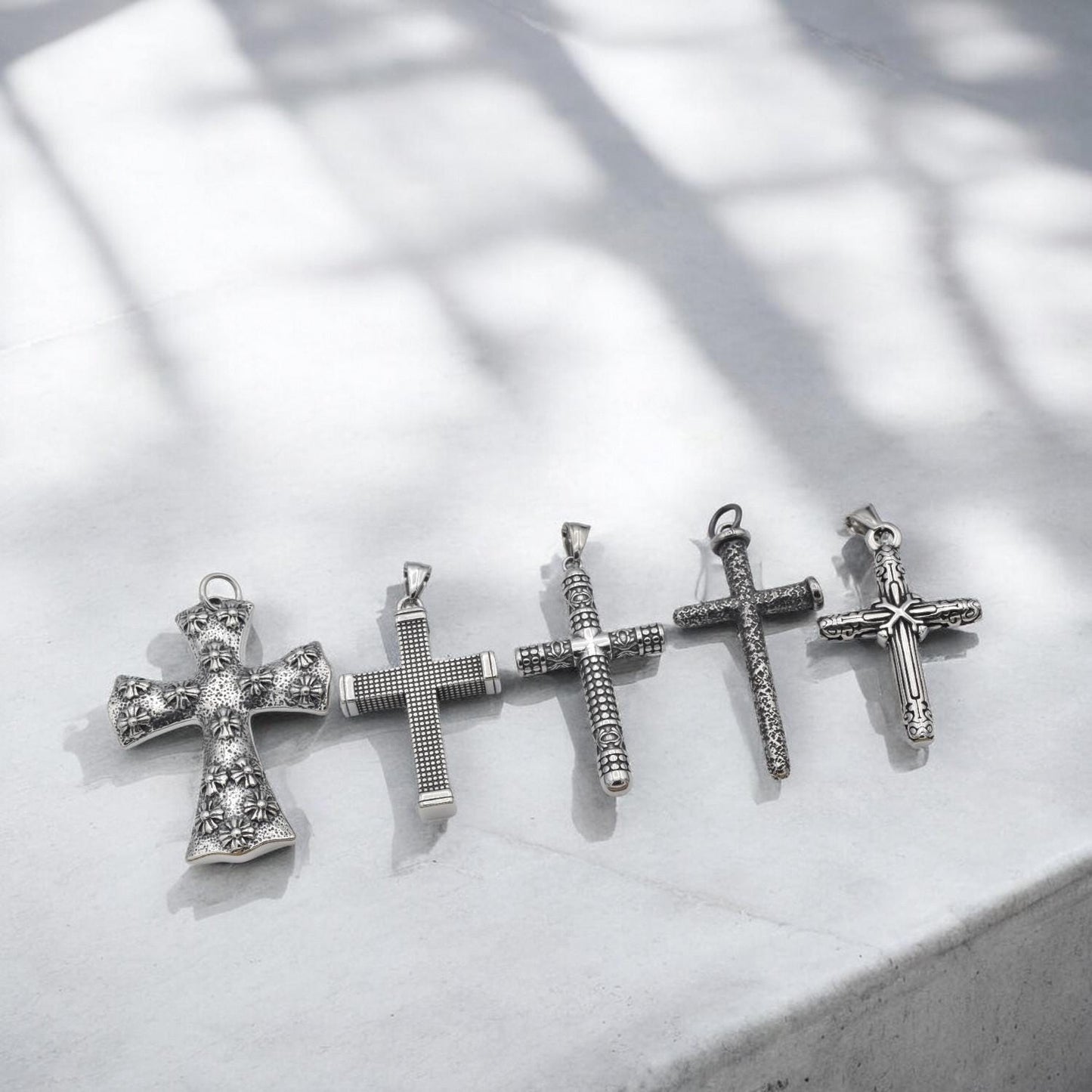 Gothic Cross Pendant: Sleek Modern Stainless Steel - Durable Jewelry Component, Lightweight, Corrosion Resistant