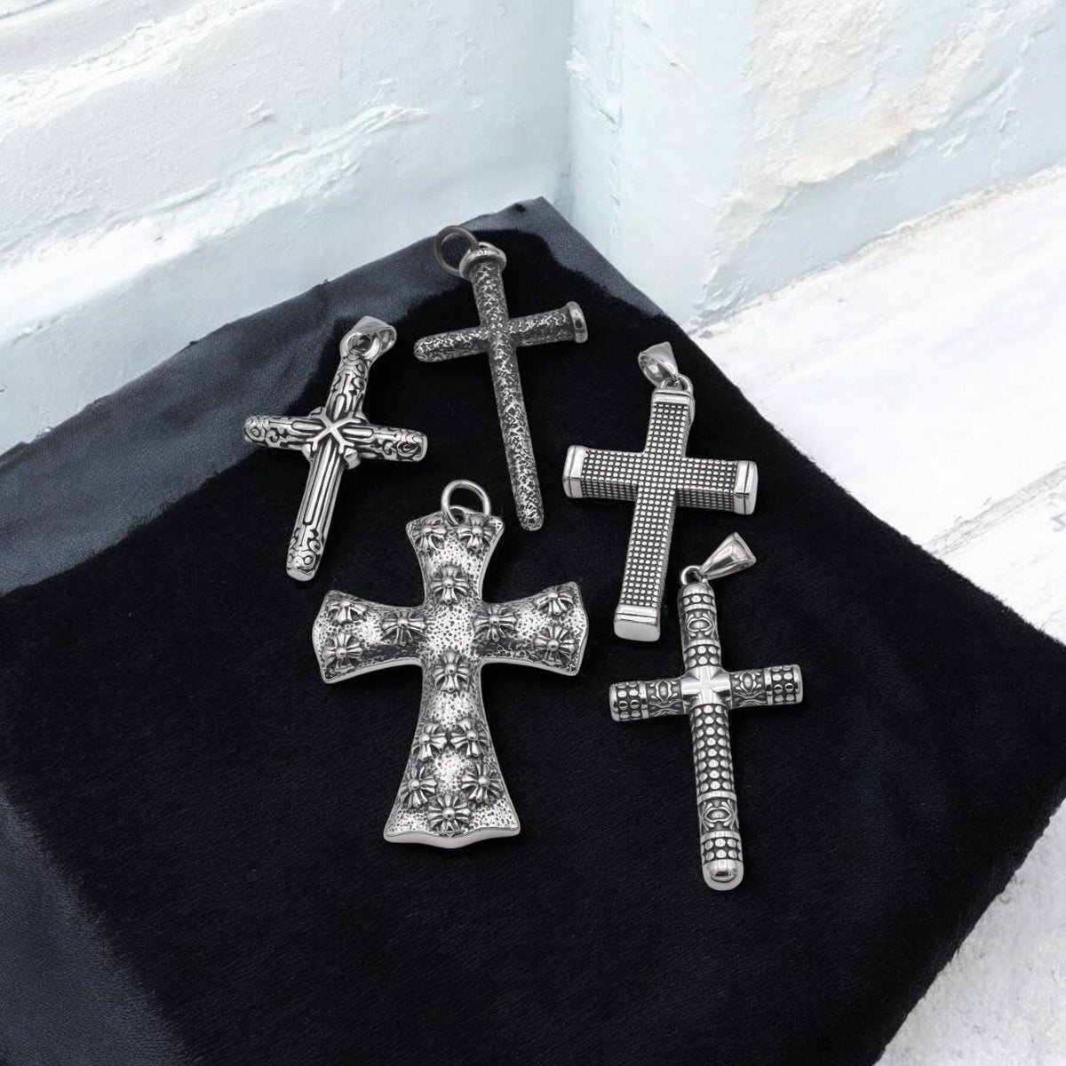 Stainless Steel Cross Charm and Pendant for jewelry making chrome heart cross gothic cross geometric cross jewelry making...