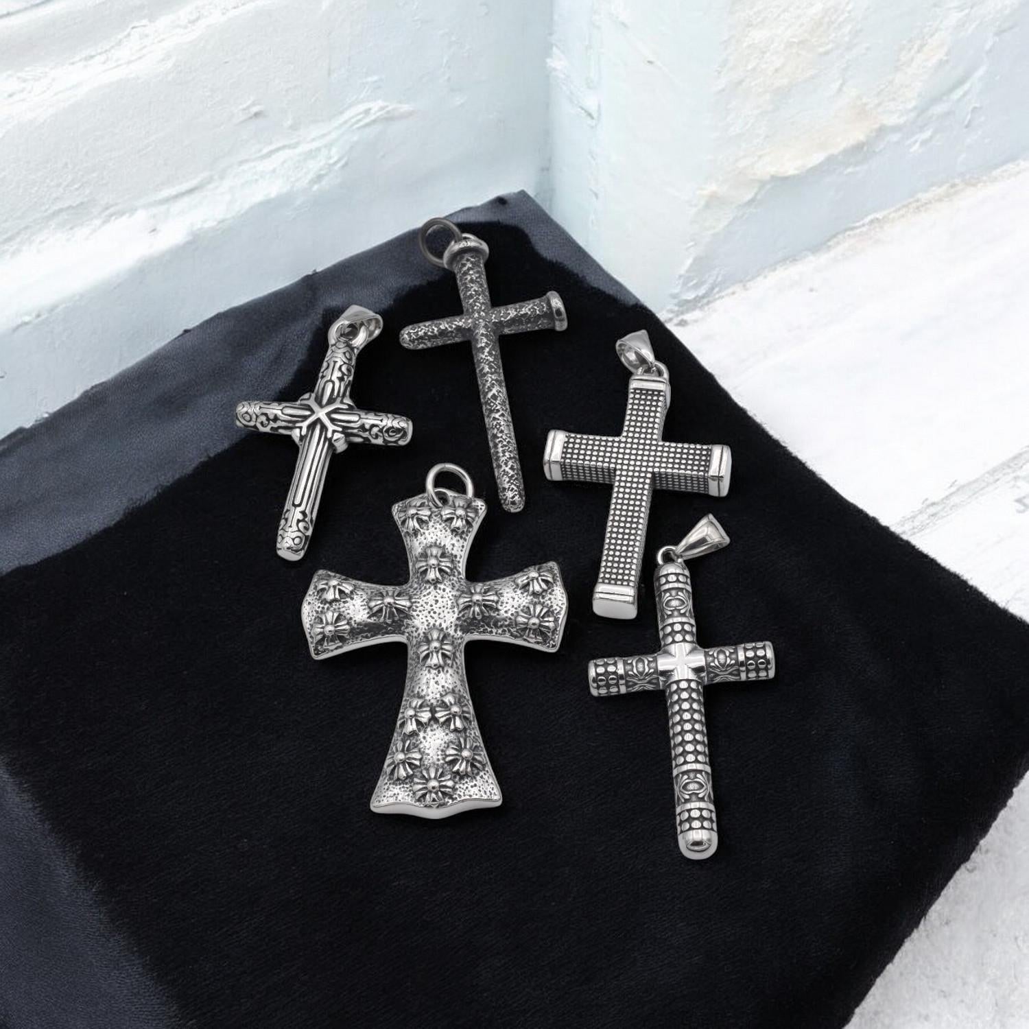 Gothic Cross Pendant: Sleek Modern Stainless Steel - Durable Jewelry Component, Lightweight, Corrosion Resistant