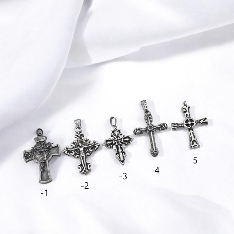 Gothic Cross Pendant: Baroque Jesus Crucifix Design - Durable Stainless Steel, Tarnish Resistant, Five Styles for Necklaces and Gifts