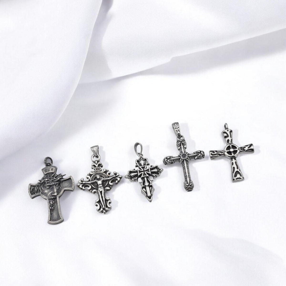 Stainless Steel Cross Crucifix Jesus Pendant for jewelry making Baroque cross Gothic Cross jewelry making supplies - detai...